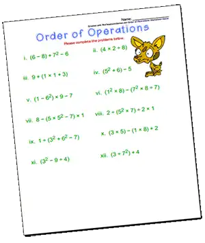 Order of Operations Worksheets