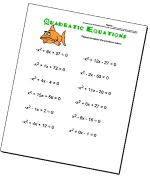 Quadratic Equation Worksheets