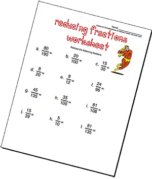 Reducing Fractions Worksheets